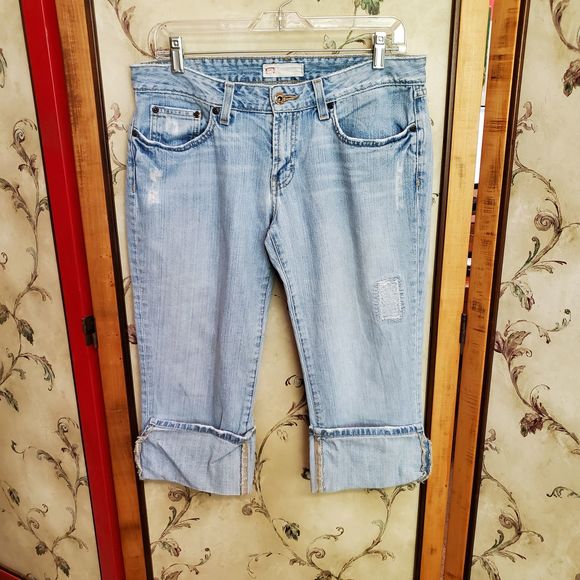 BKE Pants - BKE Distressed Denim Cuff Capris Women's Size 31